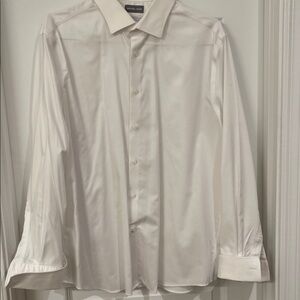 Michael Kors White Airsoft Stretch Top. French Cuffs. 17.5 34/35 XL